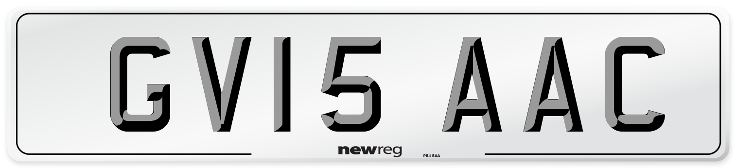 GV15 AAC Number Plate from New Reg